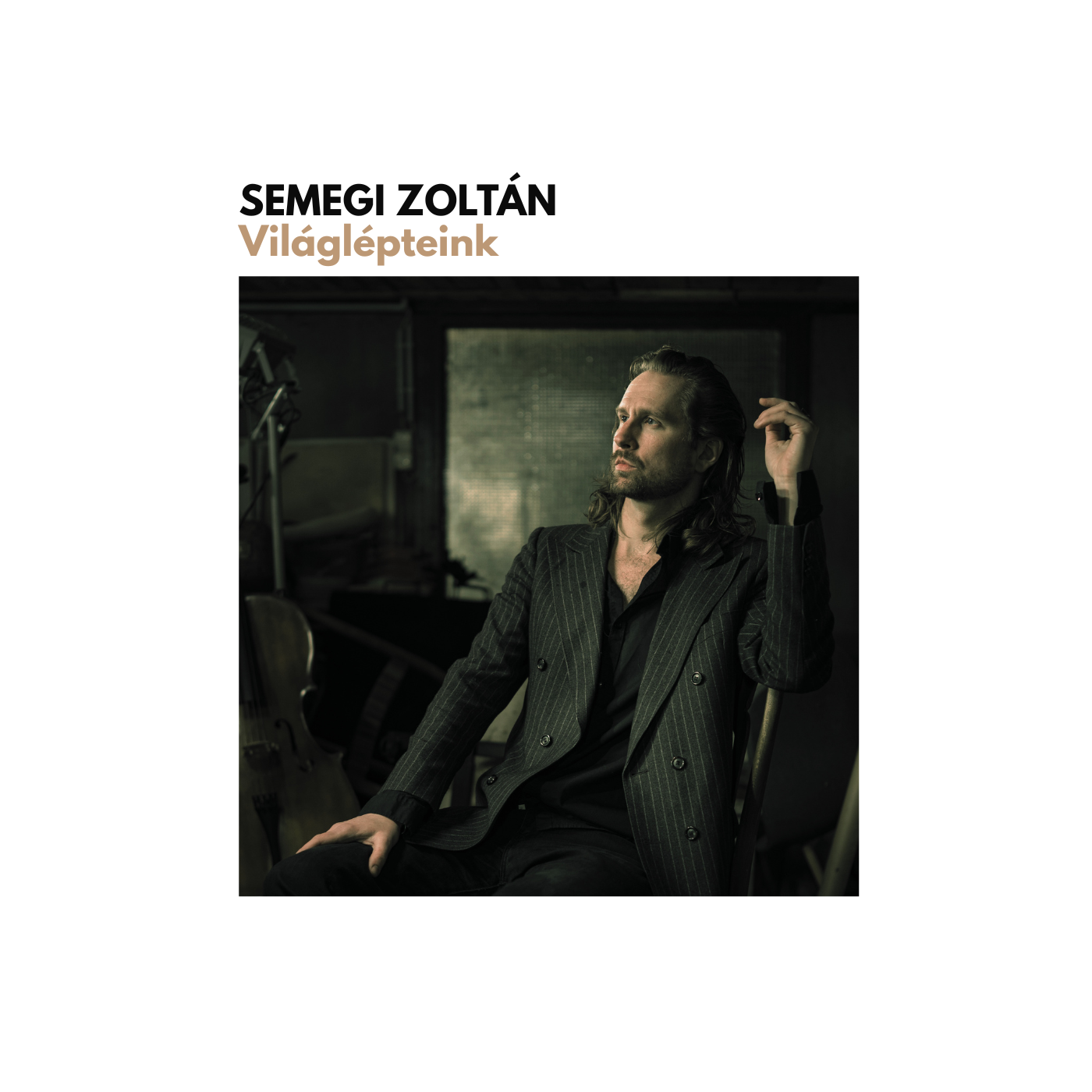 Világlépteink albumborító: Semegi Zoltán portré, fehér keret, tipográfia